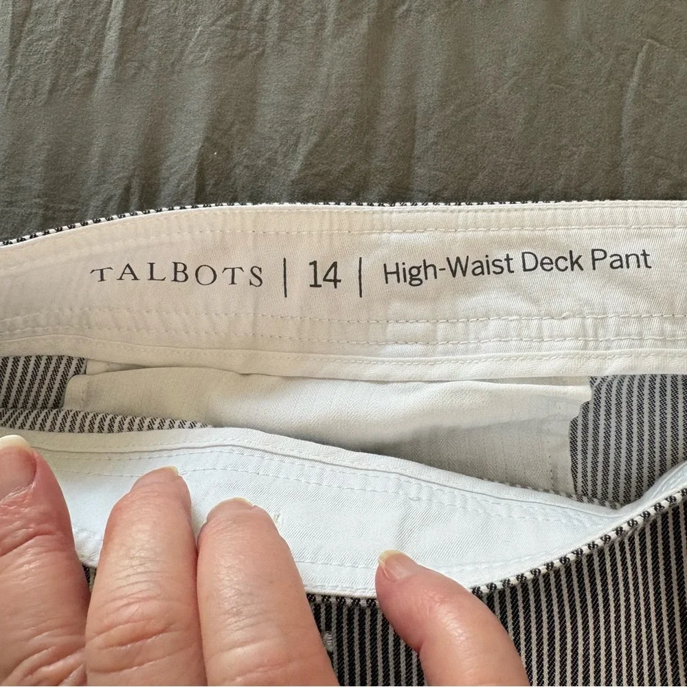 Talbots High Waist Blue White Stripe Deck Pants. Size 14. - Picture 4 of 14